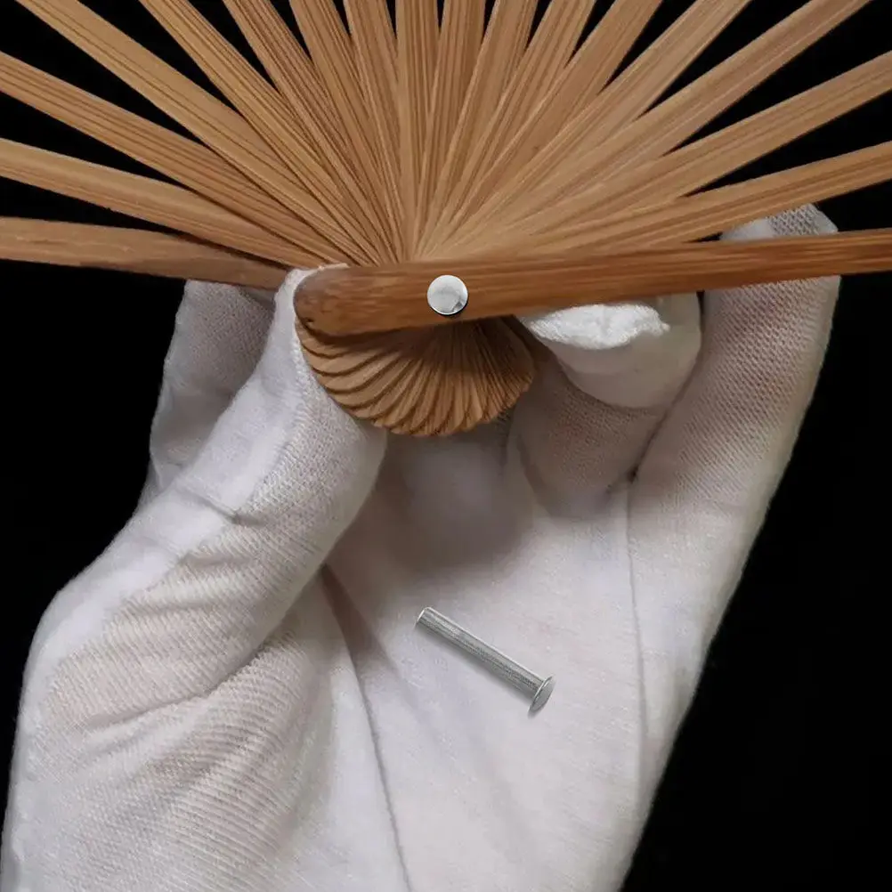 20Sets Folding Fan Rivet Repair Kit Stainless Steel Shaft Nails Nuts Replacement Fasteners for DIY Hand Fan Cloth Paper Bamboo