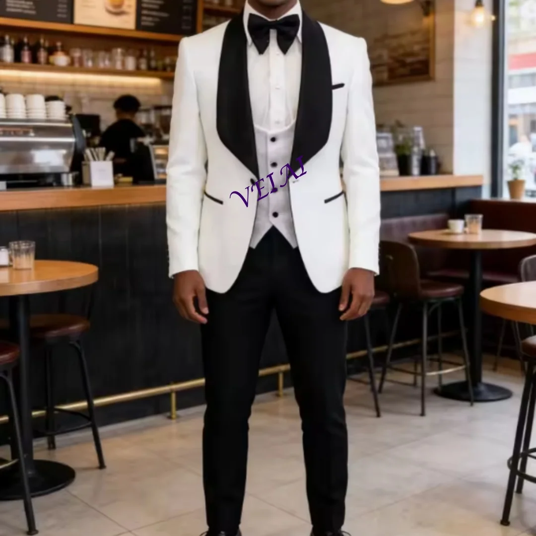 

CustomizedHigh Quality Shawl Collar Men 2 Piece Set Classic Jacquard Tuxedo Suit Fit Groom Groomsmen Classic Mens Office Suit Se