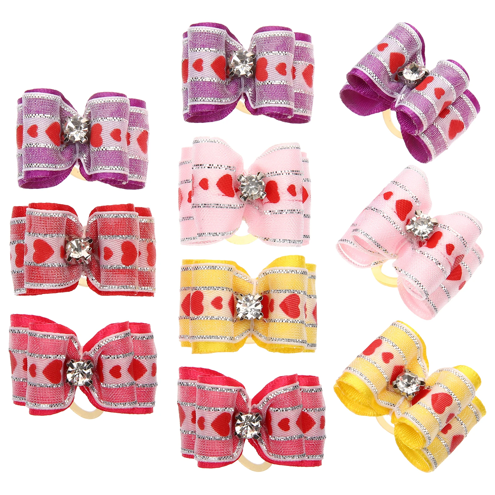 10 Pcs Pet Bowknot Clips Durable Dog Cat Accessories Solid Color Bows Cute Barrettes Hairpins