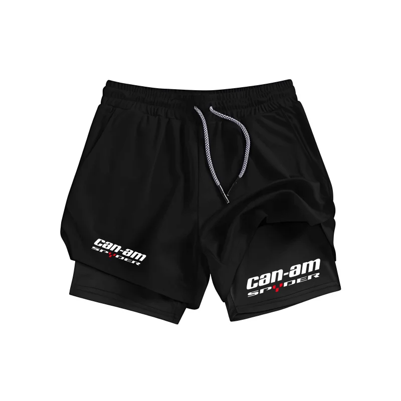

Fashion Can Am Sport Shorts Men Sportswear Double-Deck Running 2 In 1 Beach Bottoms Summer Gym Fitness Training Short Pants