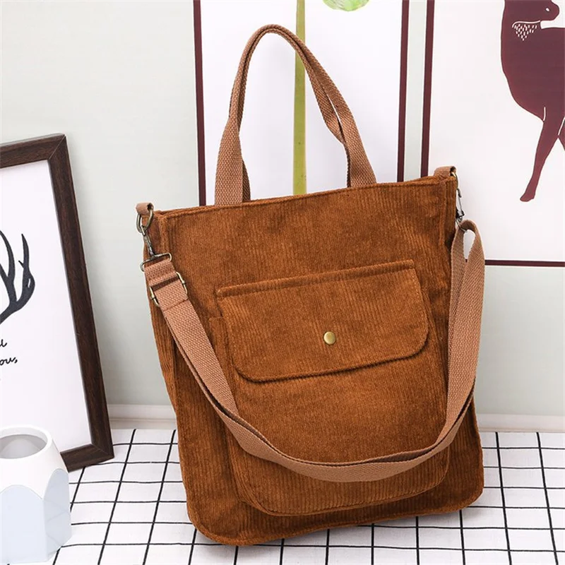 Corduroy Tas Voor Vrouwen 2023 Shopper Bag Designer Handtas Herfst En Winter Meisjes Student Boekentas Vrouwelijke Canvas Schoud