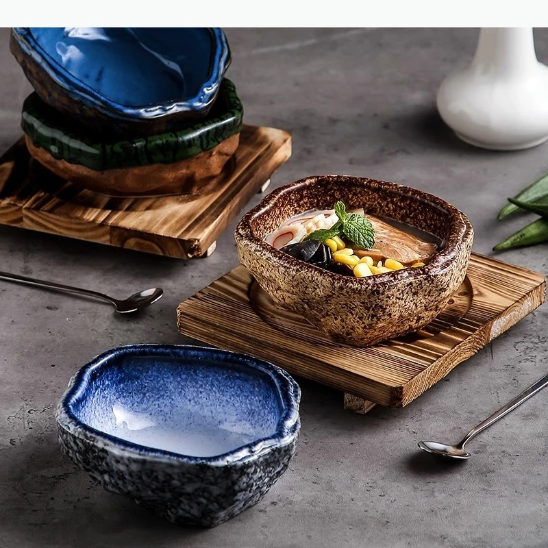 نمط السيراميك غير النظامية حساء سميك الحلوى وجبة خفيفة السلطانيات السوشي أطباق أدوات المائدة المتخصصة