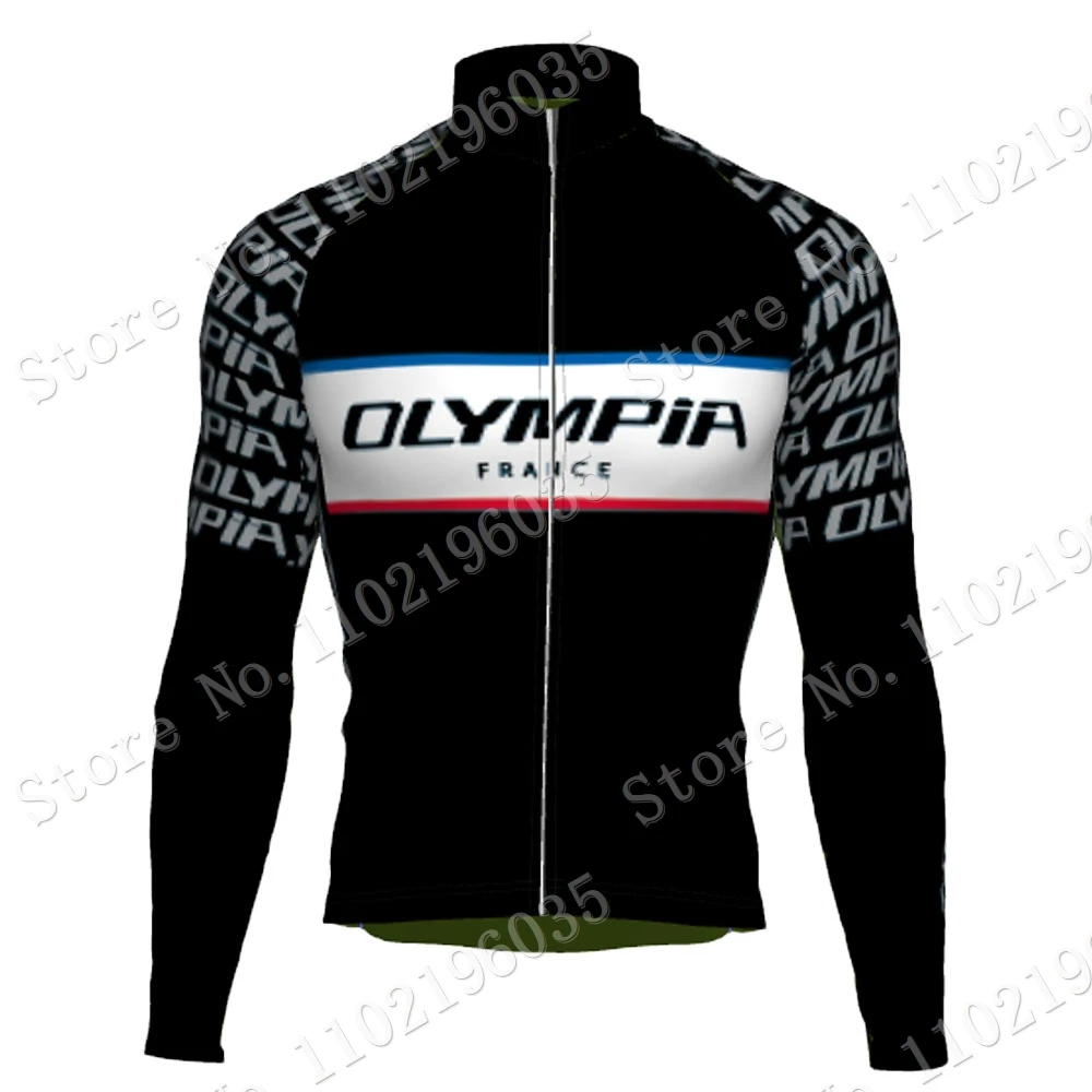 Maillot Olympia France Team 2023 Cycling Jersey Set Summer Men Long Sleeve Clothing Suit MTB Bike Road Pants Bib Ropa Ciclismo