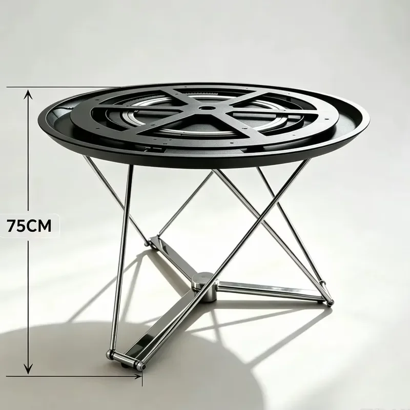 Height Adjustable Round Coffee Table Multi Functional Folding for Dining Working Party Home Furniture Hardware Accessories