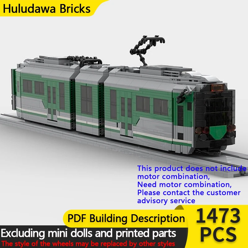 

City Car Model MOC Building Bricks Type 9 Green Line Light Rail Train Modular Technology Gift Holiday Assemble Children Toy Suit