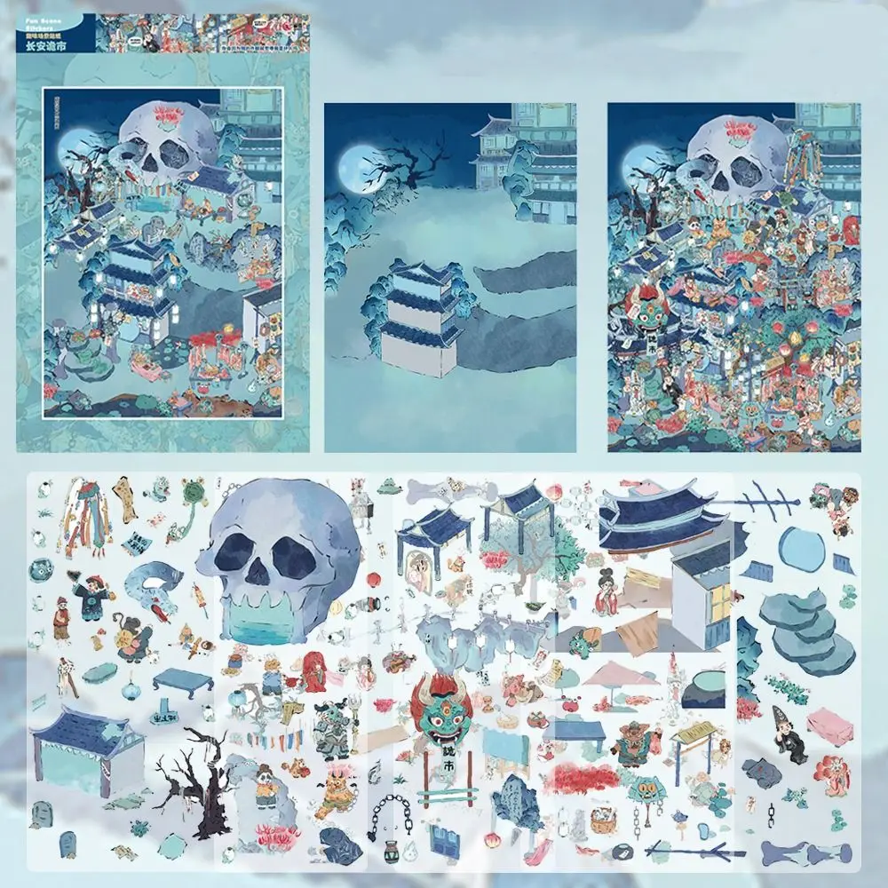 

Multicolor 3D Micro Landscape Sticker PET Plus Size Miniature Scene Collage DIY Accessories Cartoon Pattern DIY Game Stickers