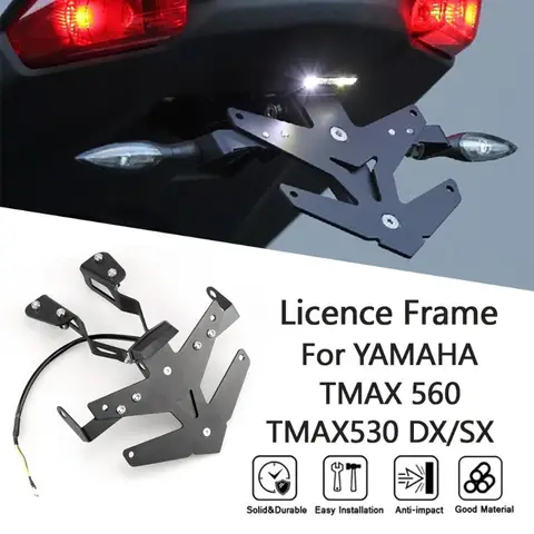 DONGTING 오토바이 라이센스 플레이트 홀더 YAMAHA TMAX 530/TMAX 560 오토바이 액세서리 용 라이트가있는 Tailstock 브래킷