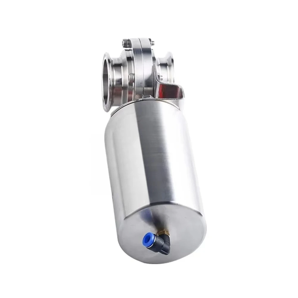 2" Pneumatic Sanitary Butterfly Valve Stainless Steel 304 Tri Clamp OD 64MM Actuator Single Acting 1pcs