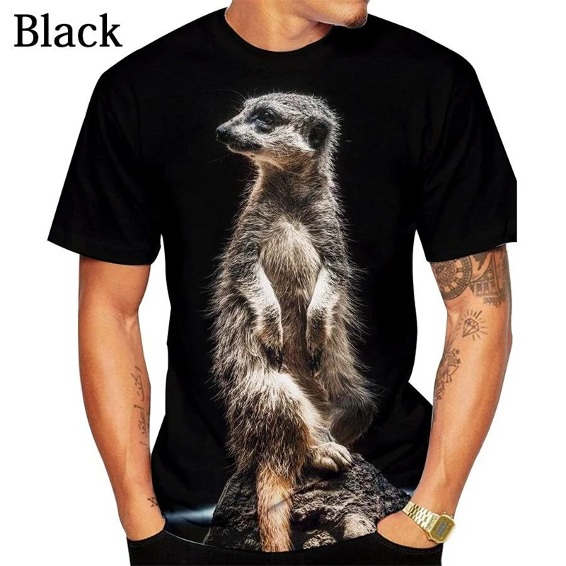 3D Meerkat Suricate Print T Shirts Men O Neck T-shirt Womens Clothing Fashion Streetwear Funny Cute Kids Tee Shirts Short Sleeve