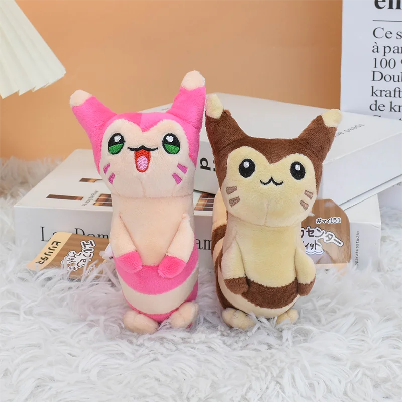 Pokémon Furret brinquedo de pelúcia boneco recheado bonito, forma de U, travesseiro macio pescoço rosa, marrom, alta qualidade, presentes de aniversário, novo