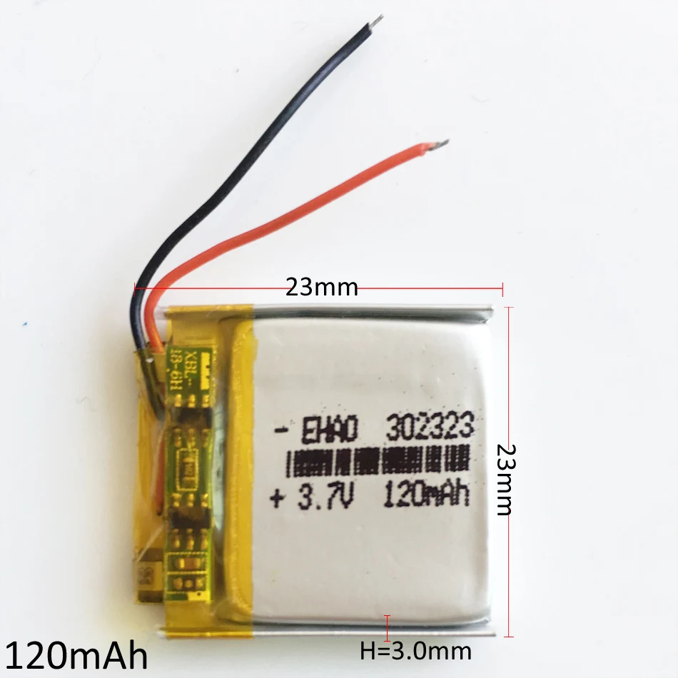 블루투스 이어폰, 오디오 시스템 보이스 레코더용 EHAO 302323 3.7V 120mAh Lipo 충전식 배터리 10개