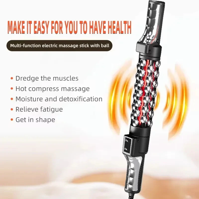 NEW Electric Heating Roller for Muscle Body Relaxing 360 Rotating Red Light Massage Relieve Fatigue Body Slimming Massage Stick