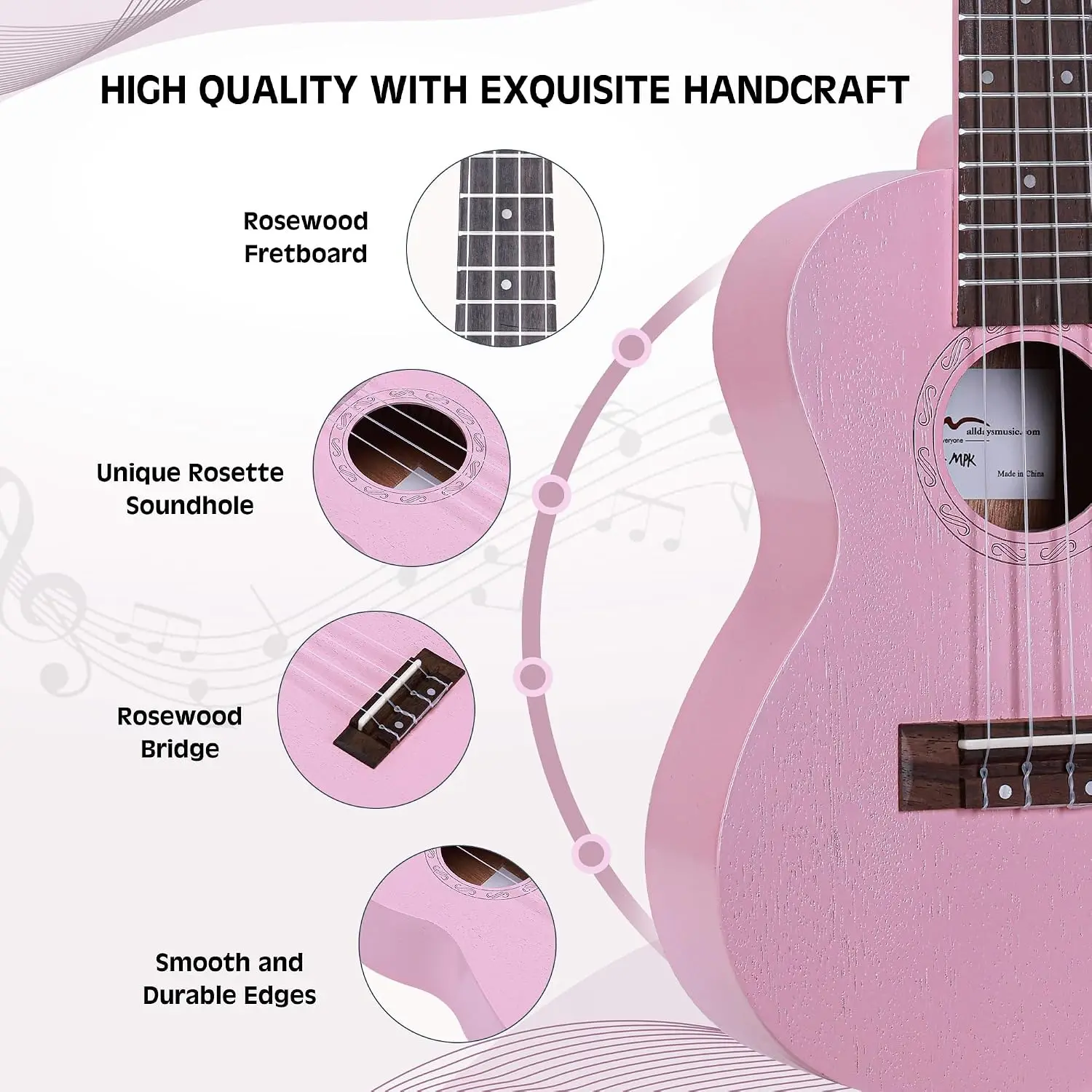 Beginner Ukulele Kit with Mahogany Hawaiian Wood, Complete Bundle Set Including Ukulele and Free Starter Lessons for Kids, Students, and Adults