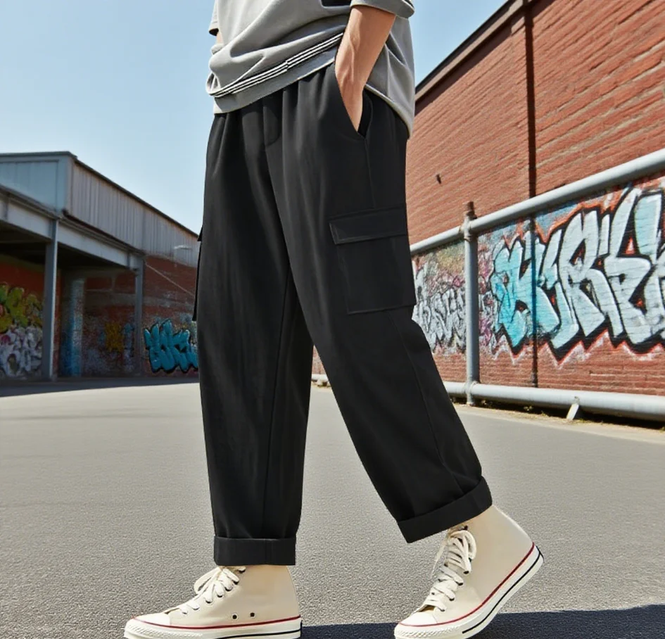 

Multi Pocket Breathable Work Pants American Retro Men's Linen Blend Work Pants Suitable for All Seasons Trendy Casual Pants