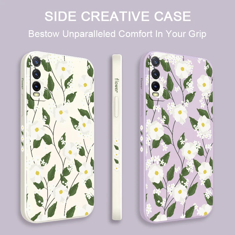 جراب هاتف لهاتف Vivo Y20 Y19 Y16 Y04 Y02 Y02S Y21 Y21S Y21T Y21A Y22 2022 Y22S Y12S Y20I غطاء سيليكون بنمط زهرة الموضة