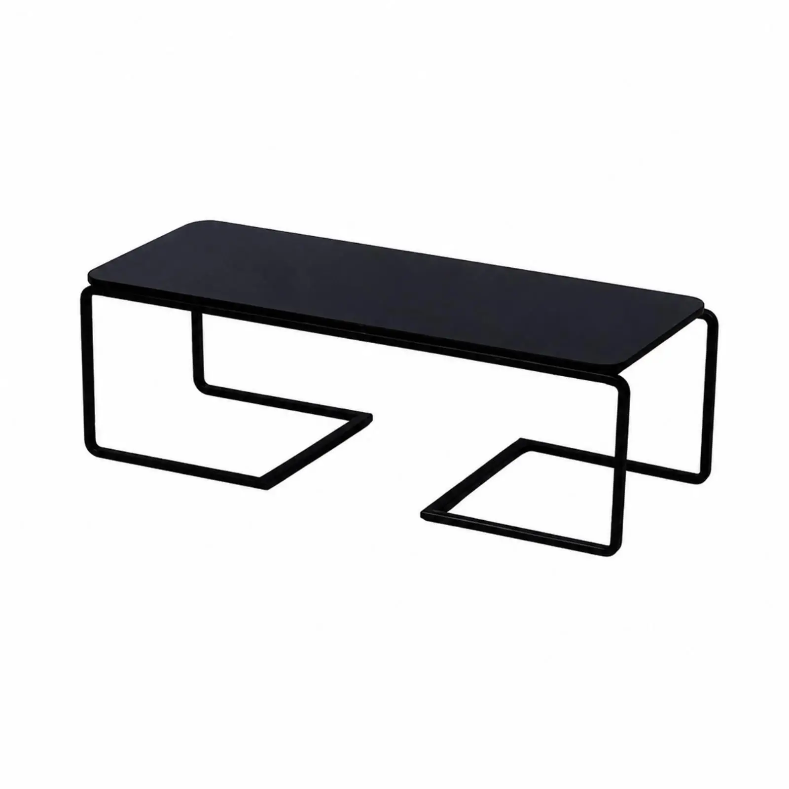 Black Acrylic Display Stand with Bent Supports Sturdy Pastry Display Stand Rectangular Dessert Riser Long-Lasting
