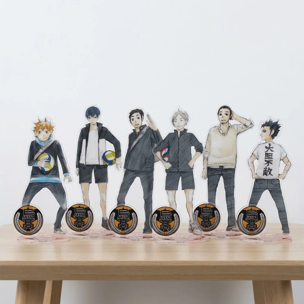 Anime Haikyuu Acrylic Stand Figure Shoyo Hinata Tobio Kageyama Model Plate Desk Accessories Xmas Gifts Keychain 15cm