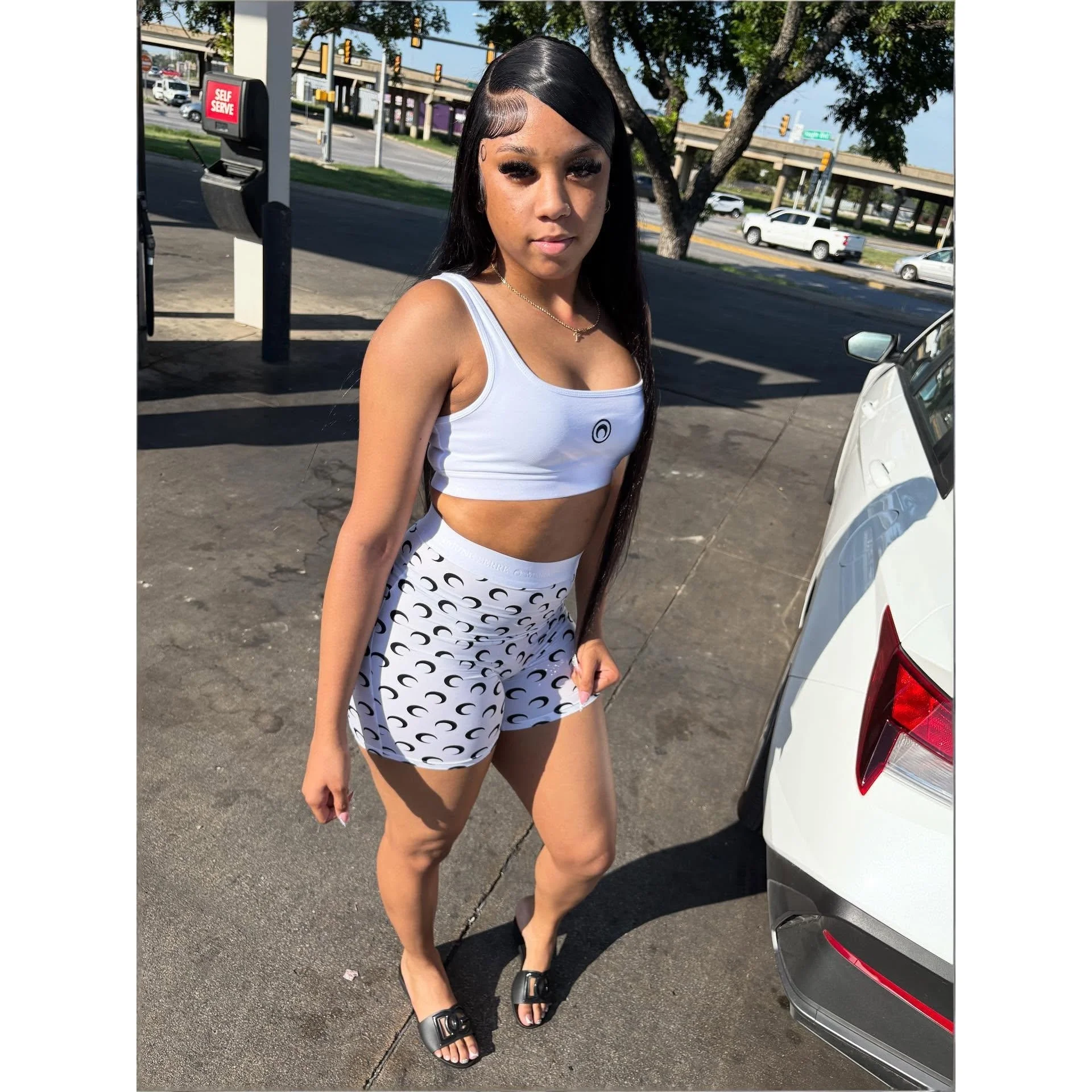 Slimming Effect Sexy Vest Shorts Set Fashionable Moon Tooth Print Two Piece Set Cross-Border New 2026 Women's Fashion Ensemble