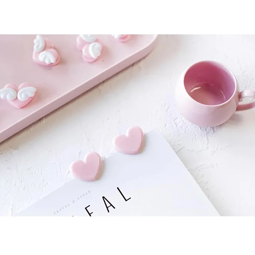 

6Pcs Heart Shaped Clips Holders Fashion Bright Colored Paper Clips Multi-Use Document Folder Money Clip Office School Stationery