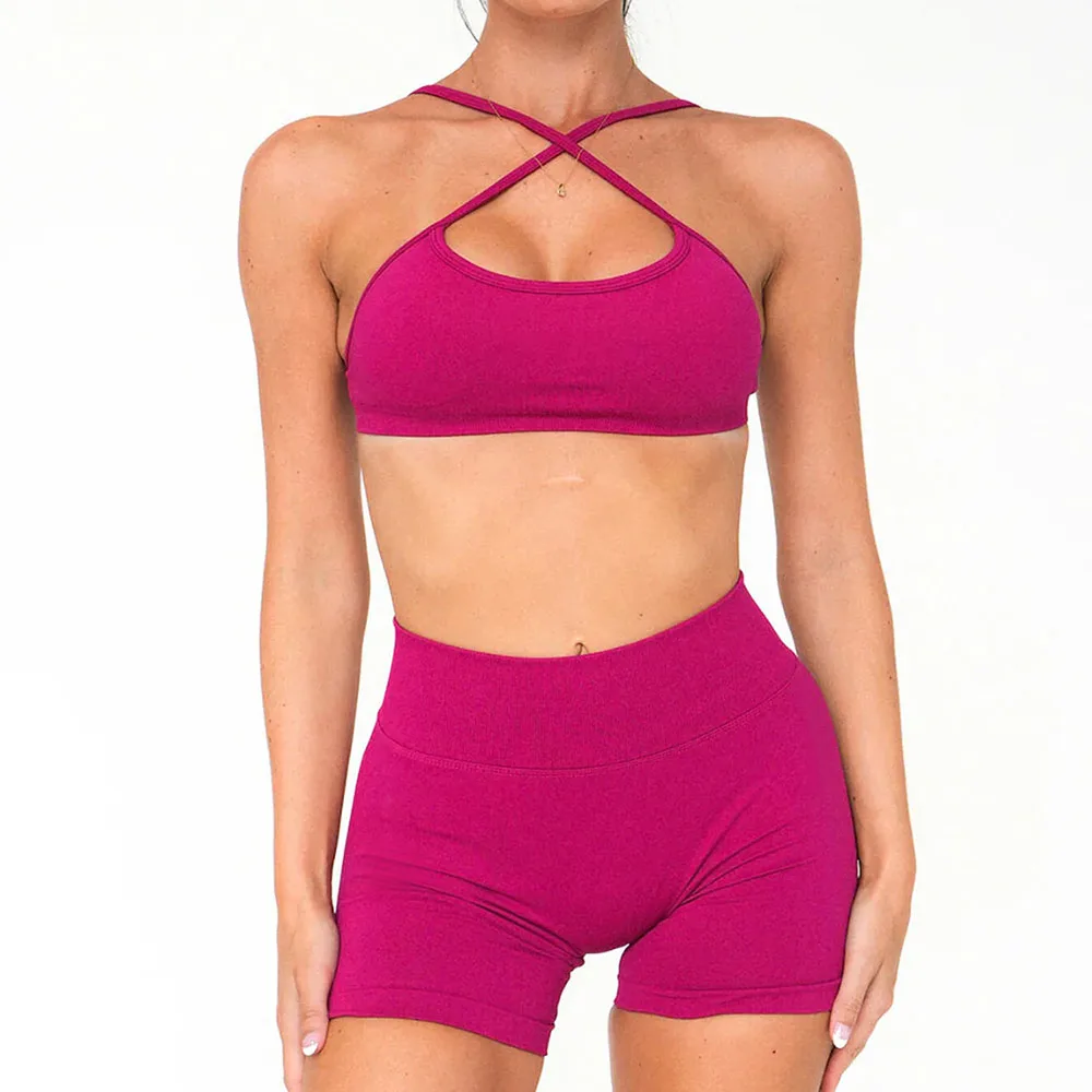 ‌ Sutiã esportivo racerback feminino-bralette de yoga sem costura para corrida ginásio treino alças ajustáveis leggings de ginástica shorts de fitness