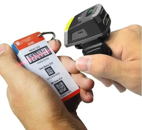 20251D 2D Mini Wearable Finger Ring Wireless BT Rechargeable Battery 550MAH Barcode Scanner reader With charger