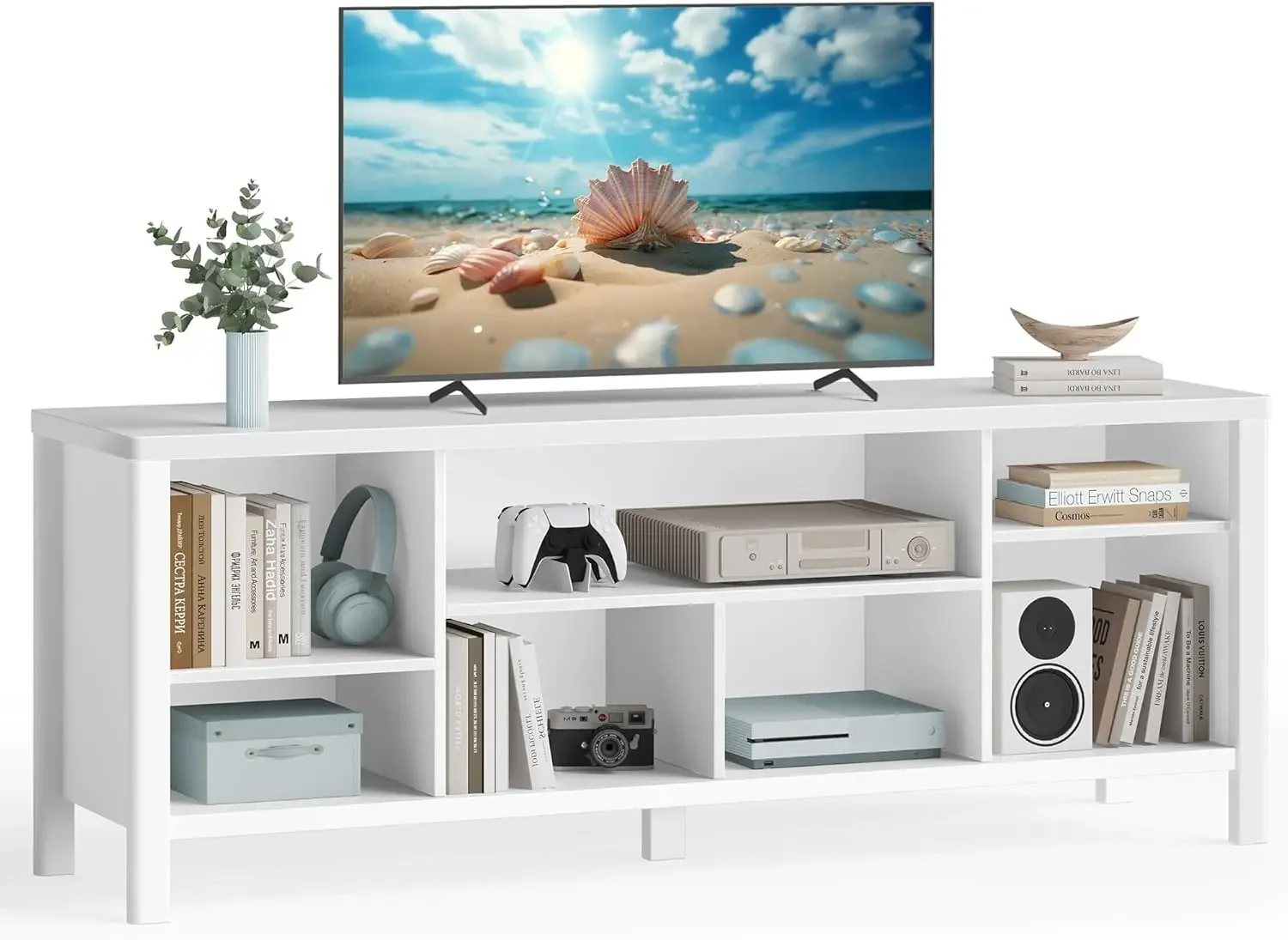 TV Stand for TVs up to 70 Inches, Entertainment Center with Storage Shelves, TV Console Table, Easy to Assemble