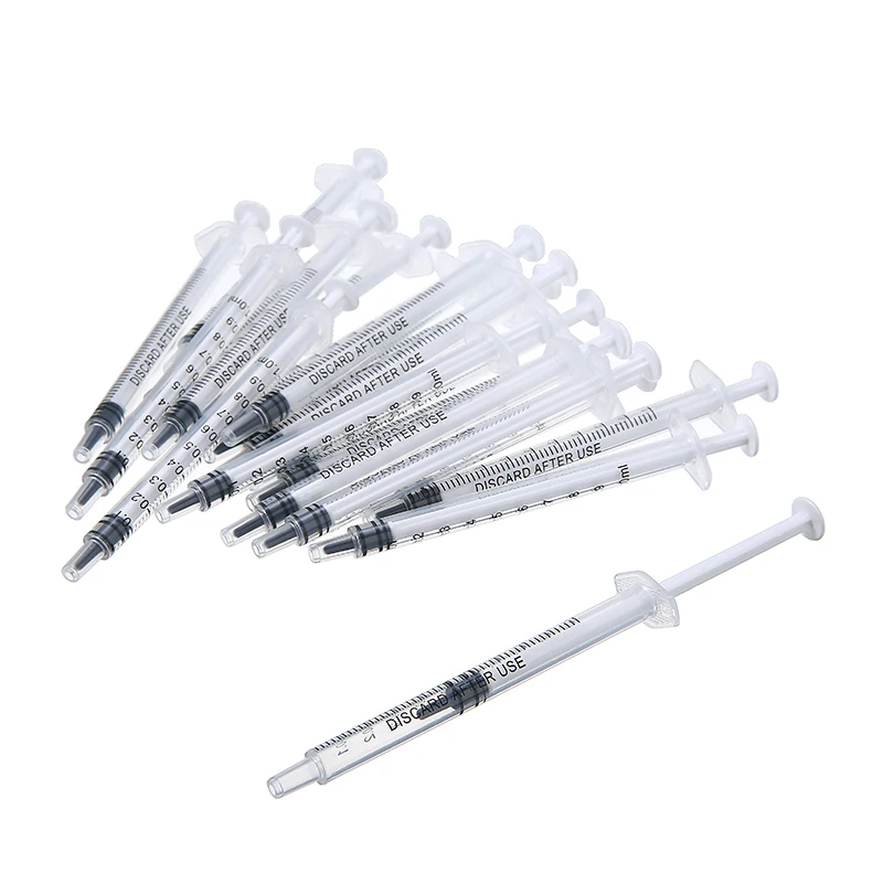20PCS Lab Dedicated 1ml Plastic Disposable Syringe Individually Packed Refill Measurement Fluid Mixed Liquid Gel No Needle