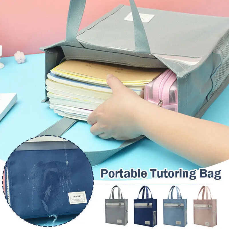 Art Handheld File Bag Student Book Bags Document Bag Canvas Carrying Case Durable Portable Art Organizers Bags with Pocket