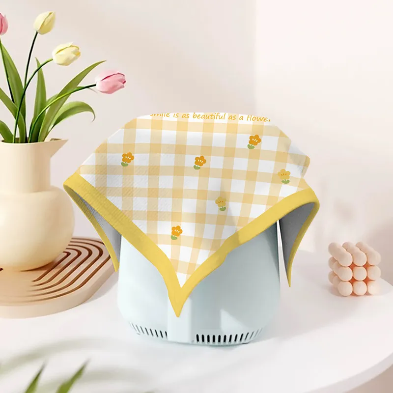 VIKAMA Fresh Checkered Home Air Fryer Dust Cover, Soft Short Pile Fleece Multi Purpose Cover