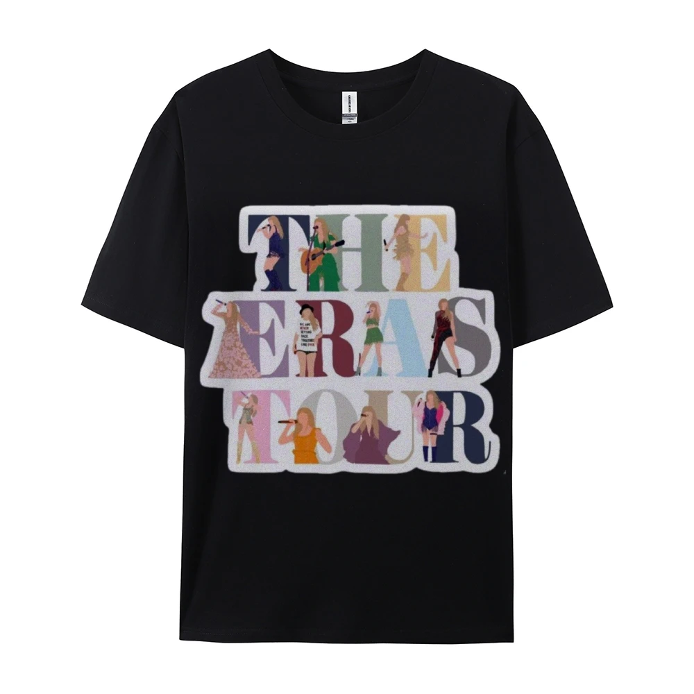 Candy Color Cotton Character Letter Printing T-Shirt Front Shoulder High Gram Weight Round Neck New Trendy Short Sleeves