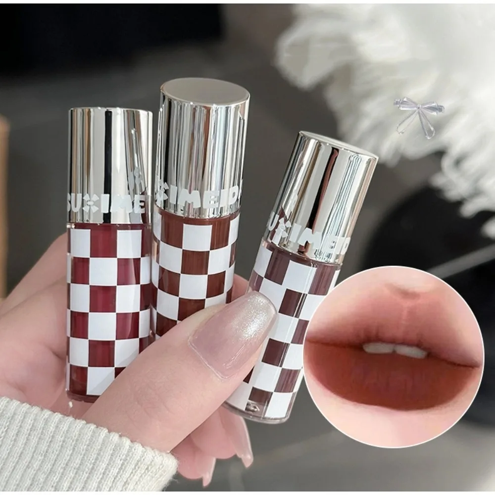 ماتي أحمر الشفاه فاسق أحمر داكن ملمع الشفاه مقاوم للماء دائم سموكي عارية الأرجواني ماتي أحمر الشفاه الشوكولاتة الطبيعية الشفاه تينت ماكياج #2