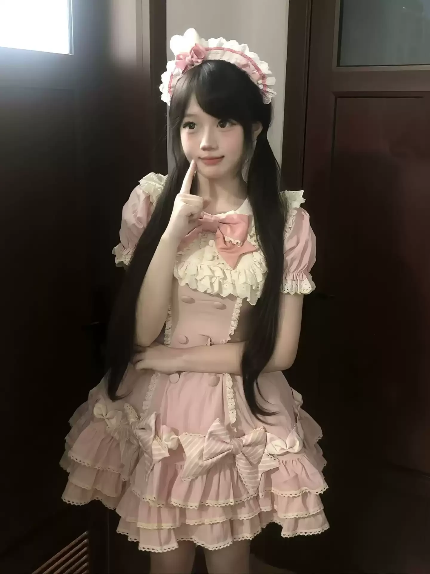 Sweet Lolita Summer Puff Sleeve Ruffle Bow Doll Collar Dresses Female High Waist Cake Skirt Bow Design Dress Sweet Lolita Party image 2
