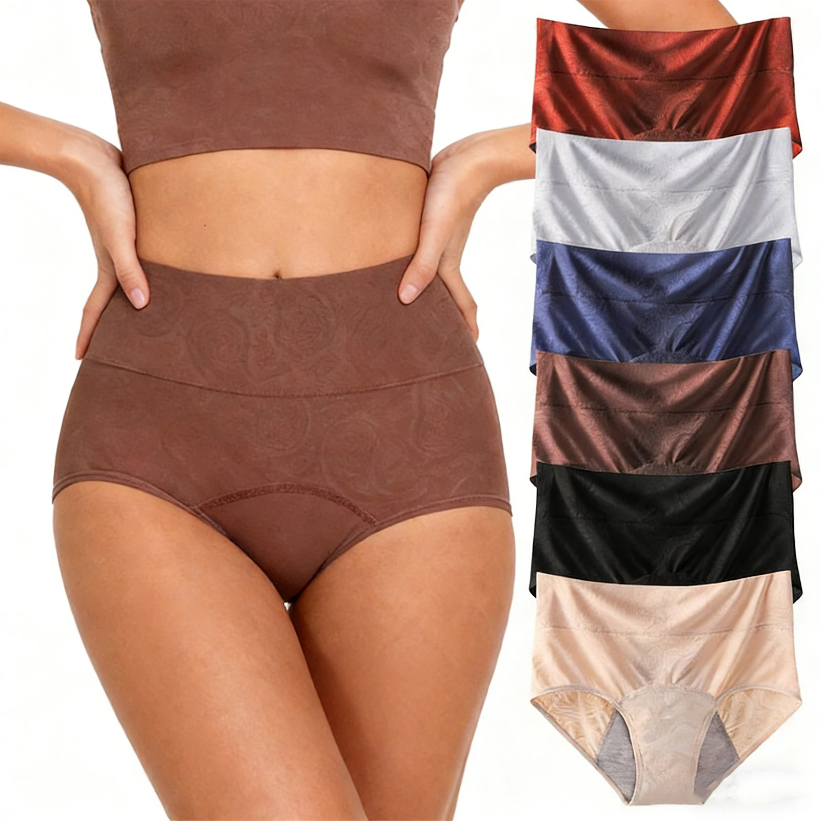 High Waist Women's Period Panties Breathable Leakproof Plus Size Menstrual Underwear Jacquard Ladies Sanitary Briefs Daily Wear - view 2
