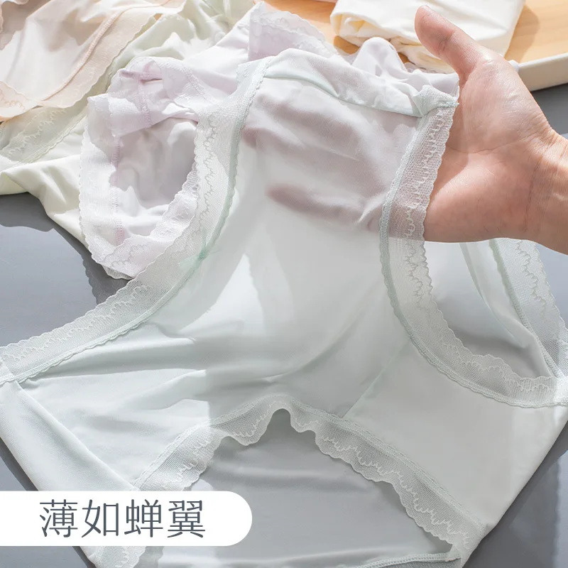 40-60KG 3PCS Mulberry Silk 10AAntibacterial Ladies Underwear Waist Ice Girl Candy Color Quick Drying Soft Triangle Briefs Design