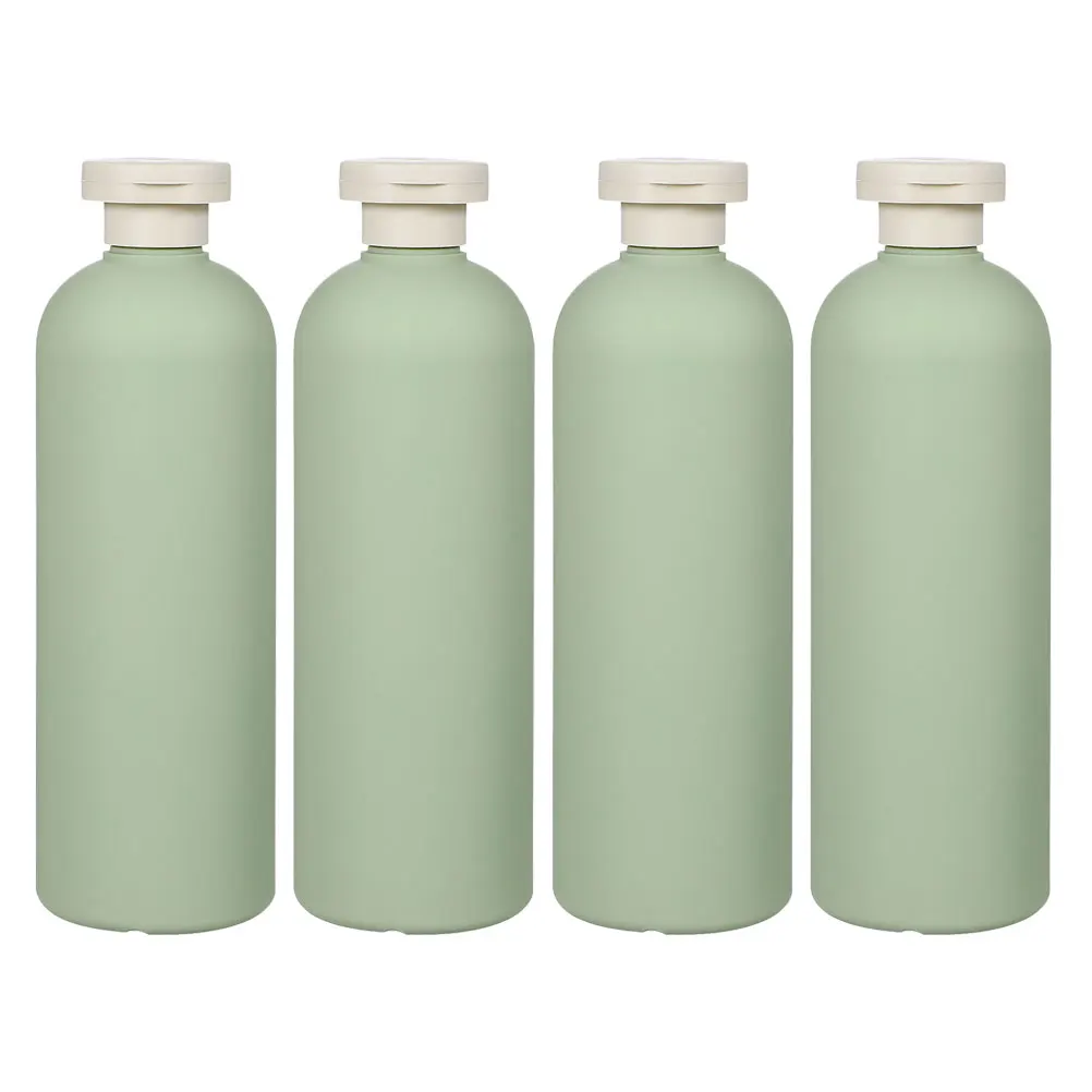 

4pcs Leakproof Flip Cap Shampoo Bottles Refillable Travel Dispensers Lightweight Squeeze Bottles For Body Wash Lotion