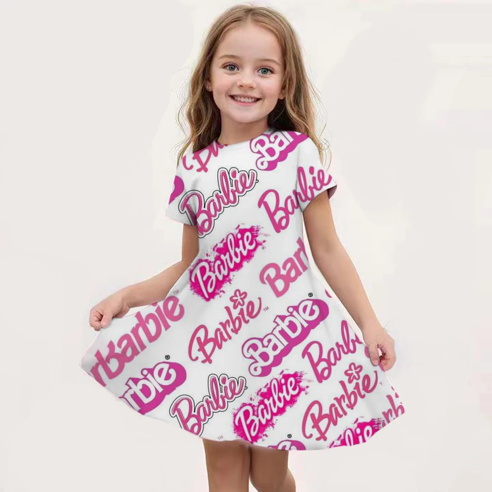 Summer girl dress cute 3D printed Barbie princess girl dress fashionable children\'s party performance dress