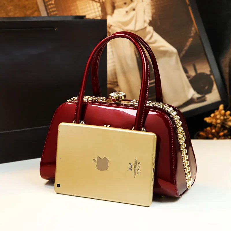 2023 Leopard Boston Messenger Bags For Women Leather Handbags High Quality Patent Leather Clutch Boston Tote Top Handle Bags