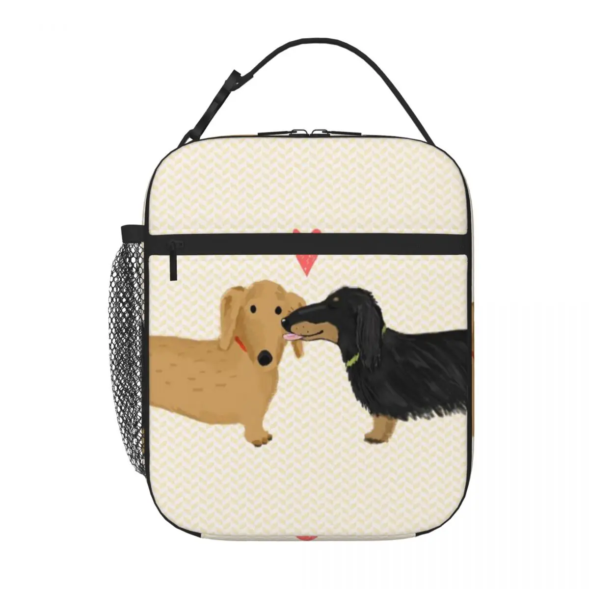 Bestselling Dachshunds Love Dogs With Heart Cute Wiener Dogs Fashionable Food Tote Bag Daily Snack Storage Outdoor Lunch Bag