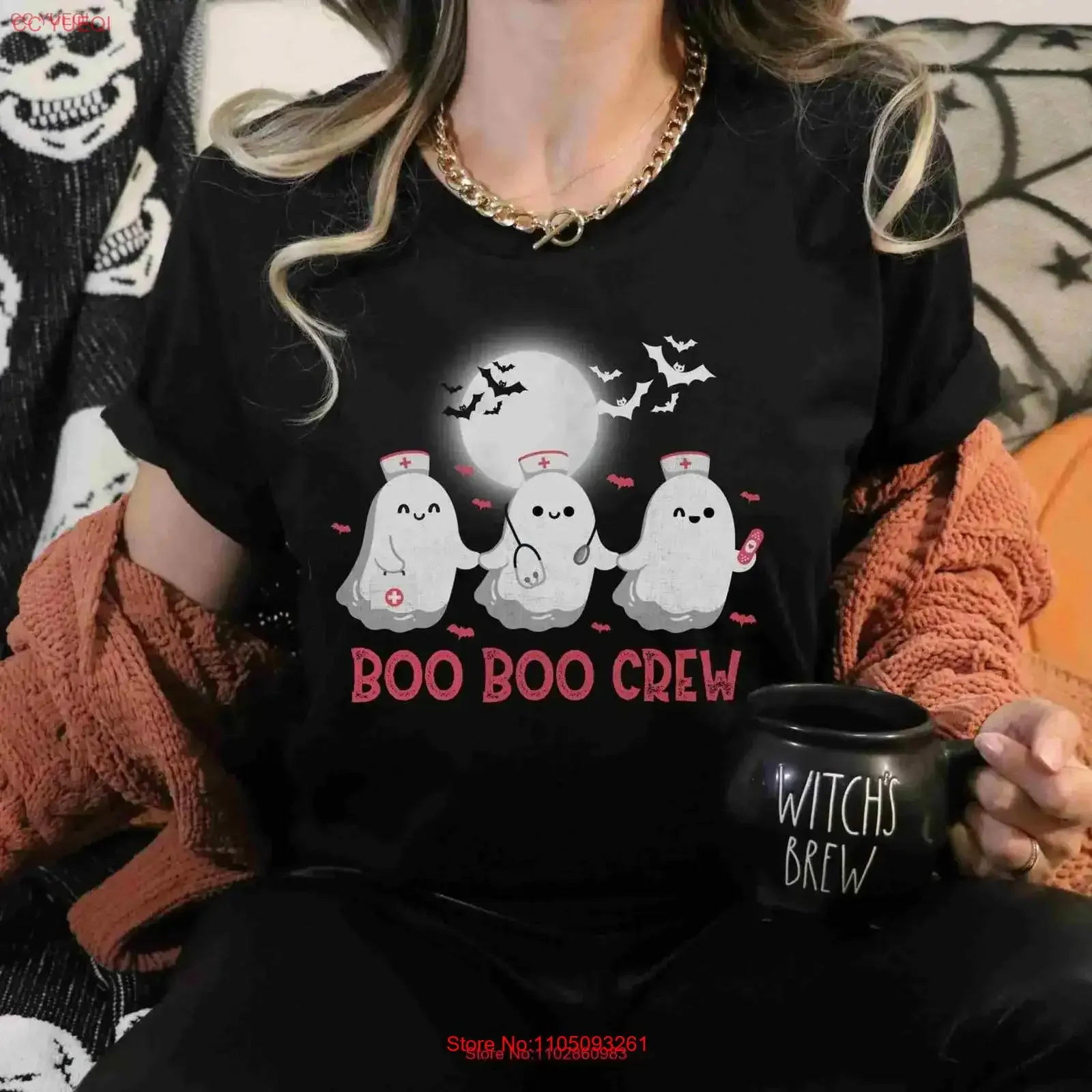 

Футболка Boo Crew на Хэллоуин для медсестер, медсестры, забавный призрак, выпускной, винтажная, стираная, удобная, мягкая, универсальная, растянутая, унисекс