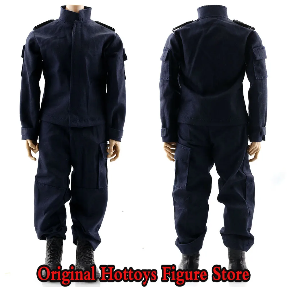 In Stock 1/6 Scale Male Soldier CHN SWAT Deep Blue Uniform With Shoulder Badge Combat Suit Fit 12-inch Action Figure Model