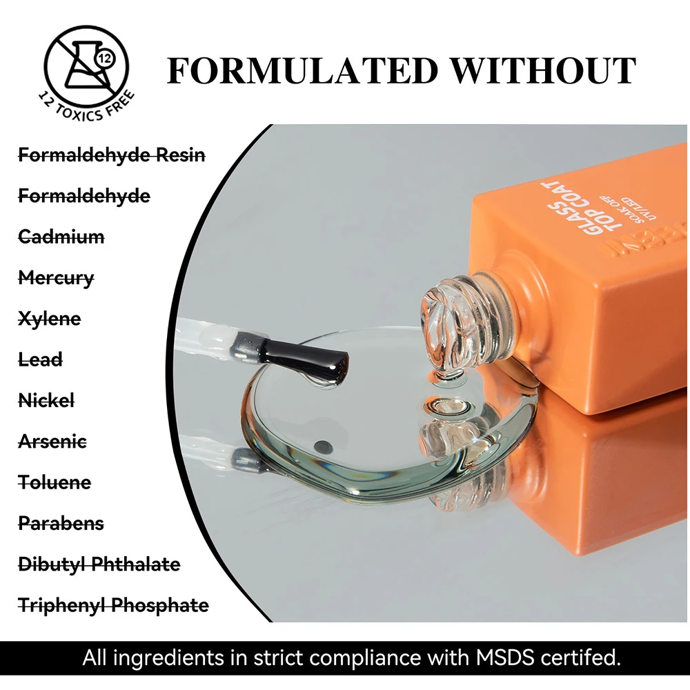 Vendeeni TPO HEMA FREE 슈퍼 샤인 글래스 탑 코트 젤 네일 폴리쉬 UV LED 소크 오프 젤 바니시 마모 방지 스크래치 방지 탑 코트