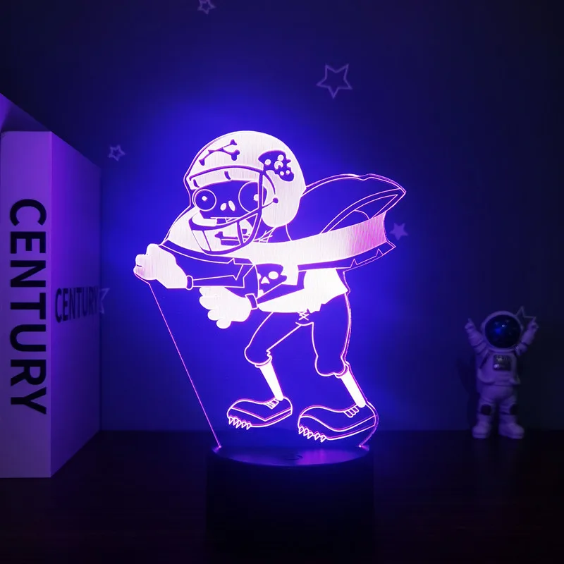 Plants vs Zombies Game Peripheral Toys 3d Night Light Creative Children's Gift Color Led FOOTBALLZOMBIE Peashooter Model Figure