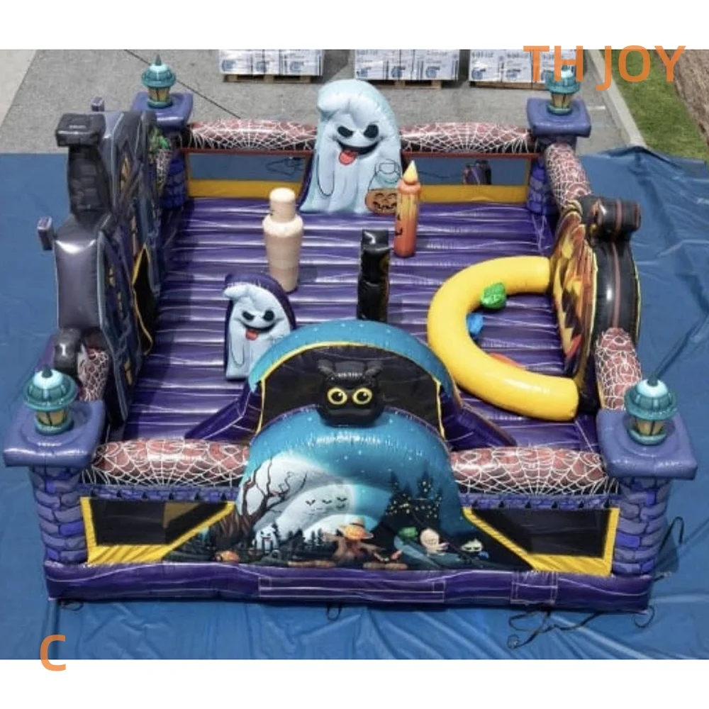 Par navire à porte, nouvelle maison hantée, château gonflable commercial, aire de jeux gonflable pour Halloween, pour fête, 2025