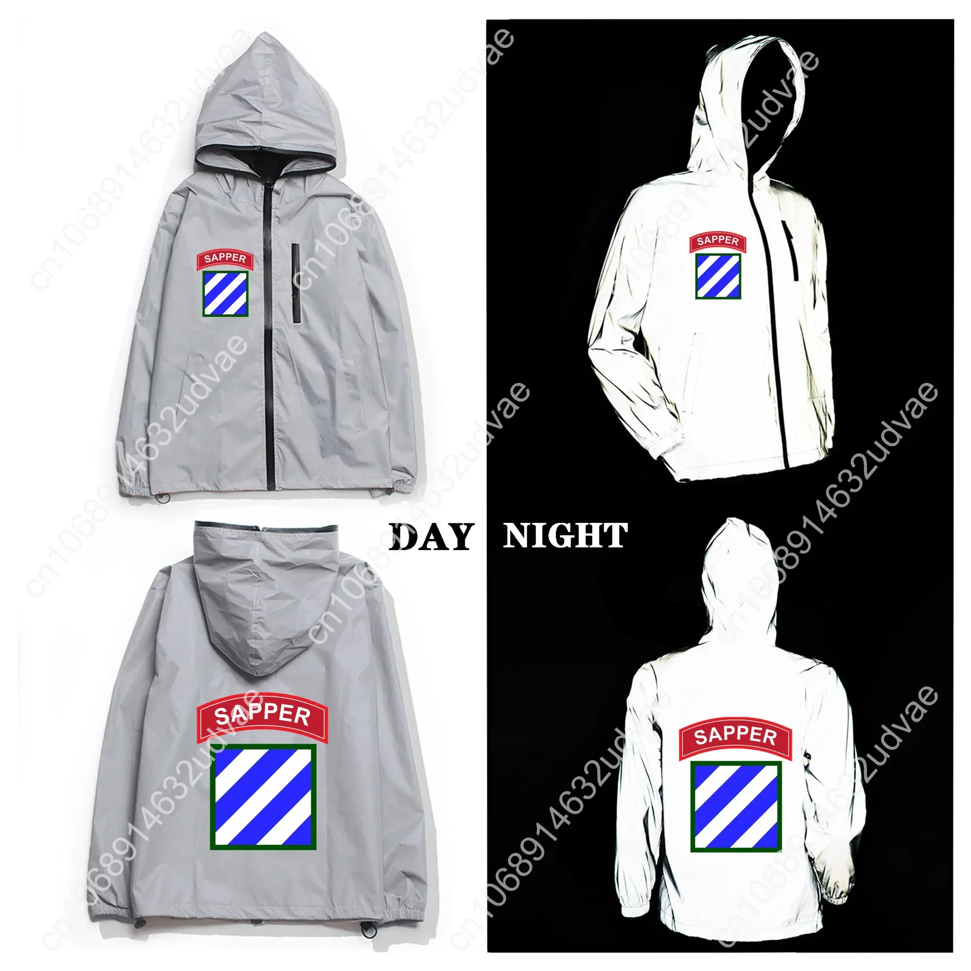 3rd Infantry Division ID Patch Sapper Reflective Jacket Mens Womens Coat Hooded Windbreaker Runing Jackets Customized Hoodie