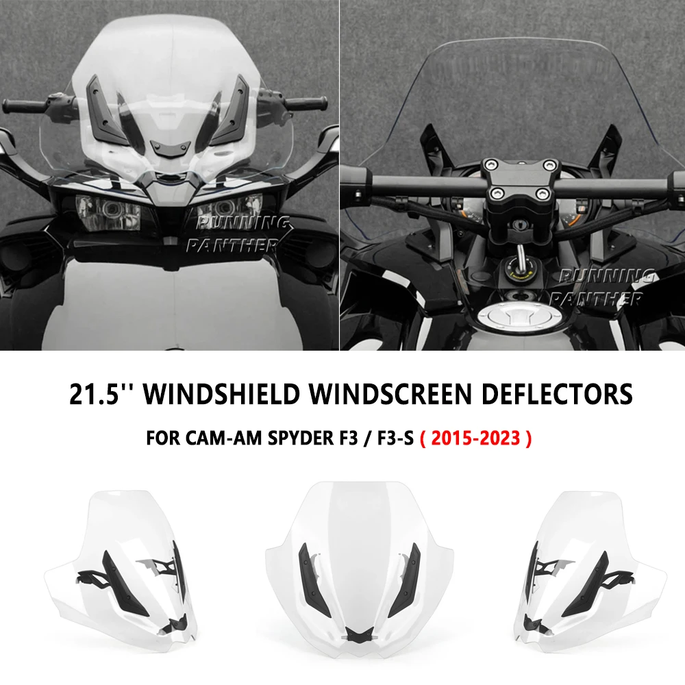 For CAM-AM Spyder F3 F3-S 2015-2023 New Motorcycle Front Acrylic 21.5''Windshield Windscreen Wind Deflectors Cover Clear 2022