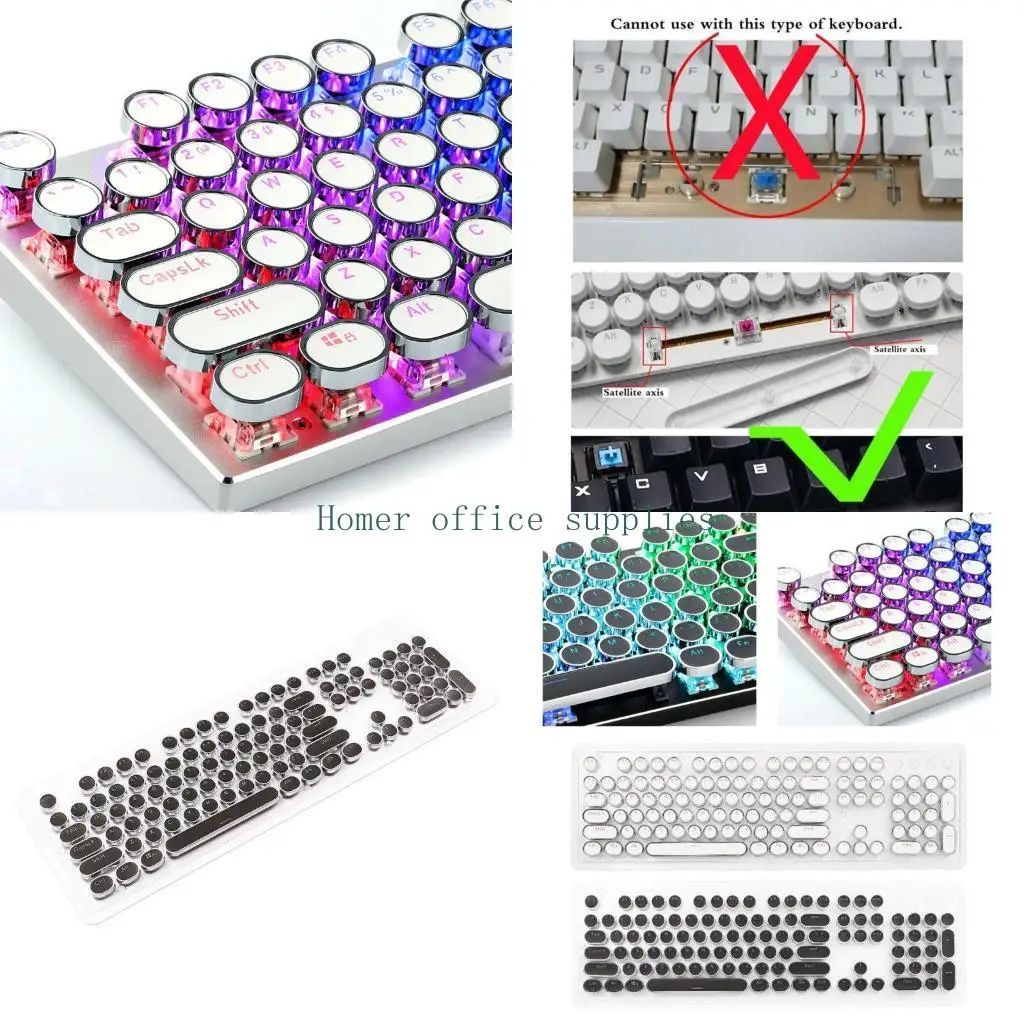 

K43B 104PCS/SET RETRO BACKLIT PUNK CAKECAP