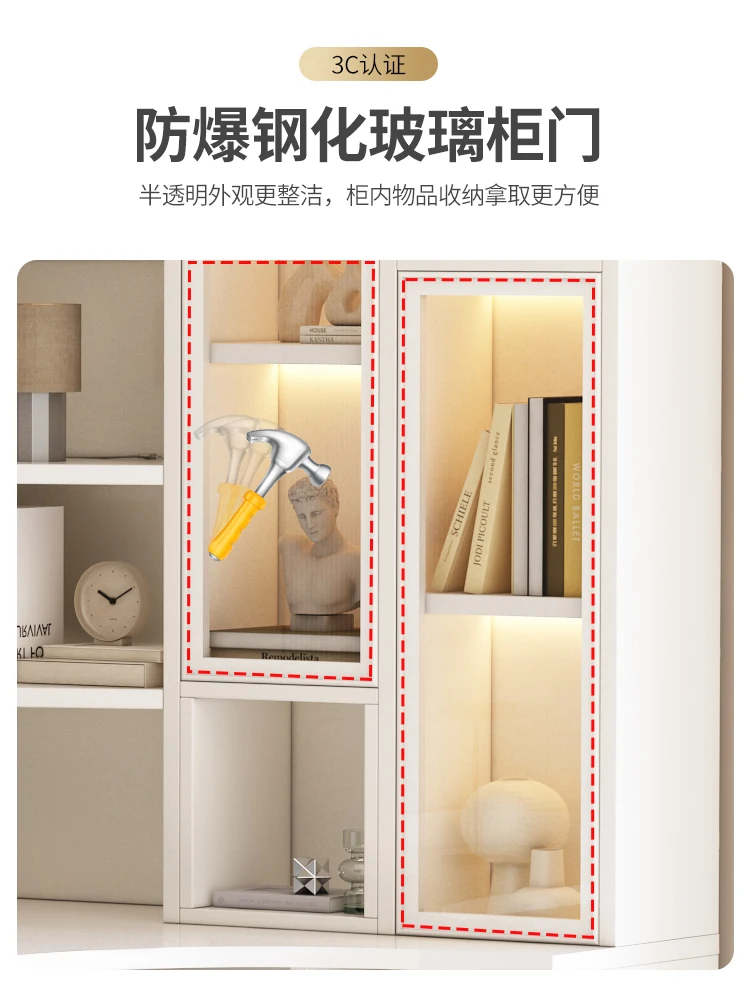 Corner Desktop Home Computer Desk Bookshelf Integrated Bookcase Office Simple Modern Light Luxury Student Learning Bedroom