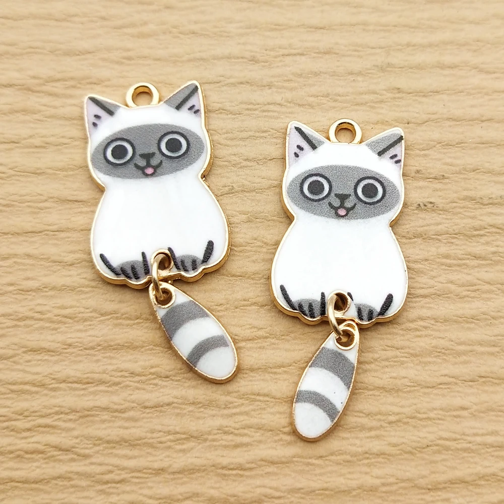 10pcs Cute Cat Charm for Jewelry Making Necklace Earring Bracelet Pendant Diy Accessories Alloy Metal Gold Plated