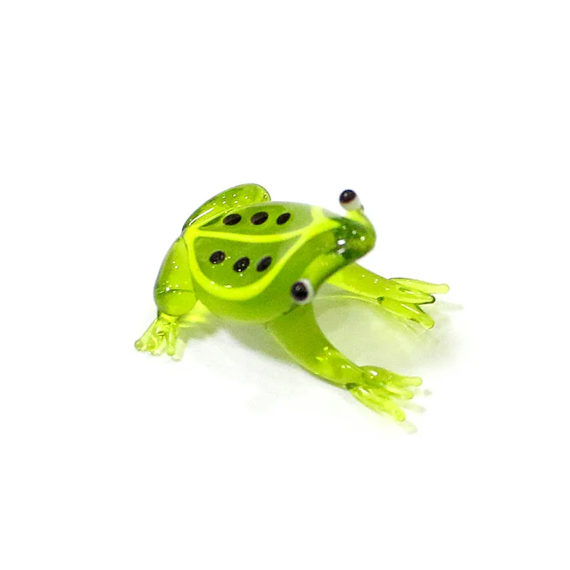 2 Stück Bunte Mini-Glas-Tierfiguren Niedliche Frosch-Miniatur-Statuen Ornamente für Zuhause Tischdekoration Feengarten Bonsai Deko-Zubehör – Detail 8