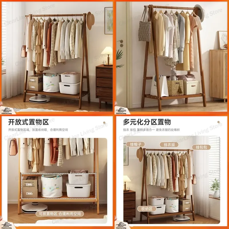 for Hotel Hanger Bedroom Household Room Simple Coat Rack Floor to Ceiling Hanger Clothes Storage Rack Drying Rack